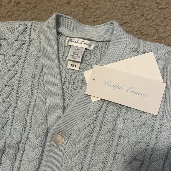 Polo by Ralph Lauren Light Blue Cable Knit Cardigan - Picture 3 of 4